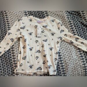 Urban Outfitters Cream Floral Long Sleeve Tee- NWT